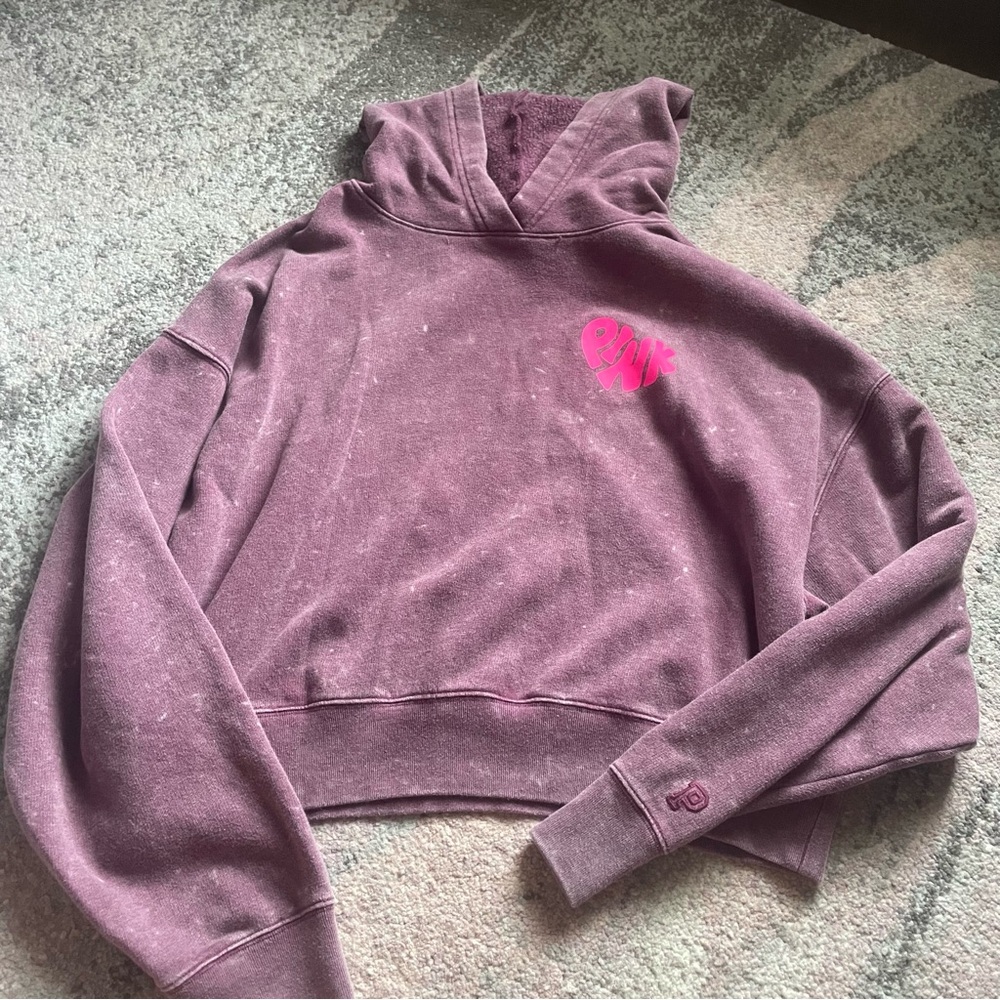 PINK Victoria's Secret Purple Hoodie with Pink Emblem